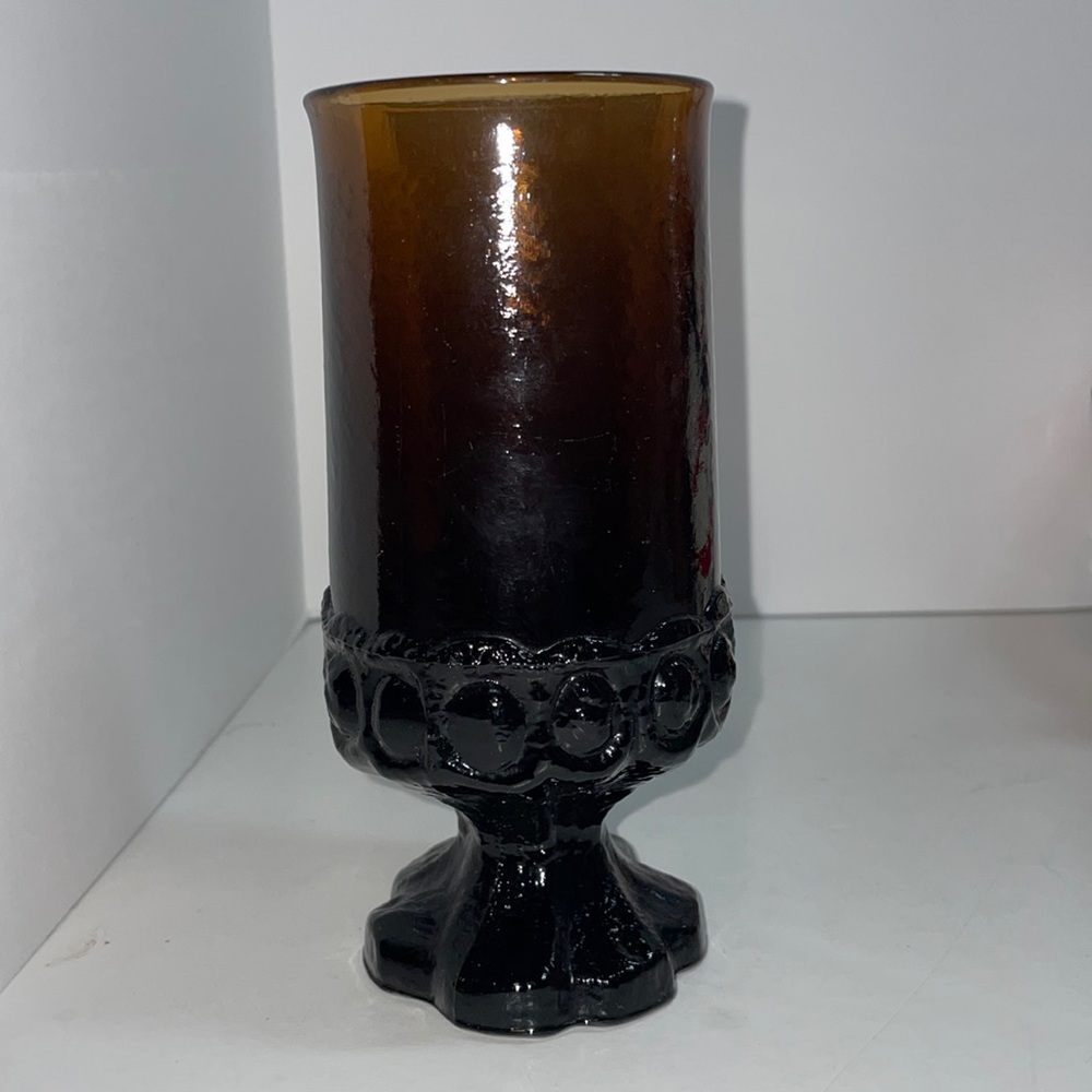 Vintage 1970’s Tiffin Glass Franciscan Madeira Amber Brown Pedestal Base